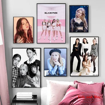 Dievčatá Spevák Skupiny Black Pink Plagát, Tlač Kórea Hudobné Hviezdy Plátno Na Maľovanie Na Stenu Umenie Fotografie Pre Obývacia Izba Domova