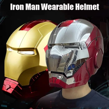 Hot 1:1 Cosplay Marvel Iron Man Mk5 Elektrické Prilba Multi-kus Otváranie A Zatváranie anglický Ovládanie Hlasom Prilba Oči Model Hračka