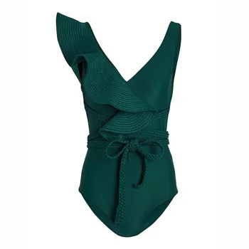 Zelená Rozstrapatené Pevné jednodielne Plavky, dámske Letné Plávanie Oblek Sexy 2022 Luxusné Šortky Monokiny Obväz Bourkini